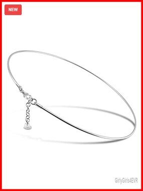 925 Sterling Silver 2mm Solid Dome Collar Necklace Adjustable Choker